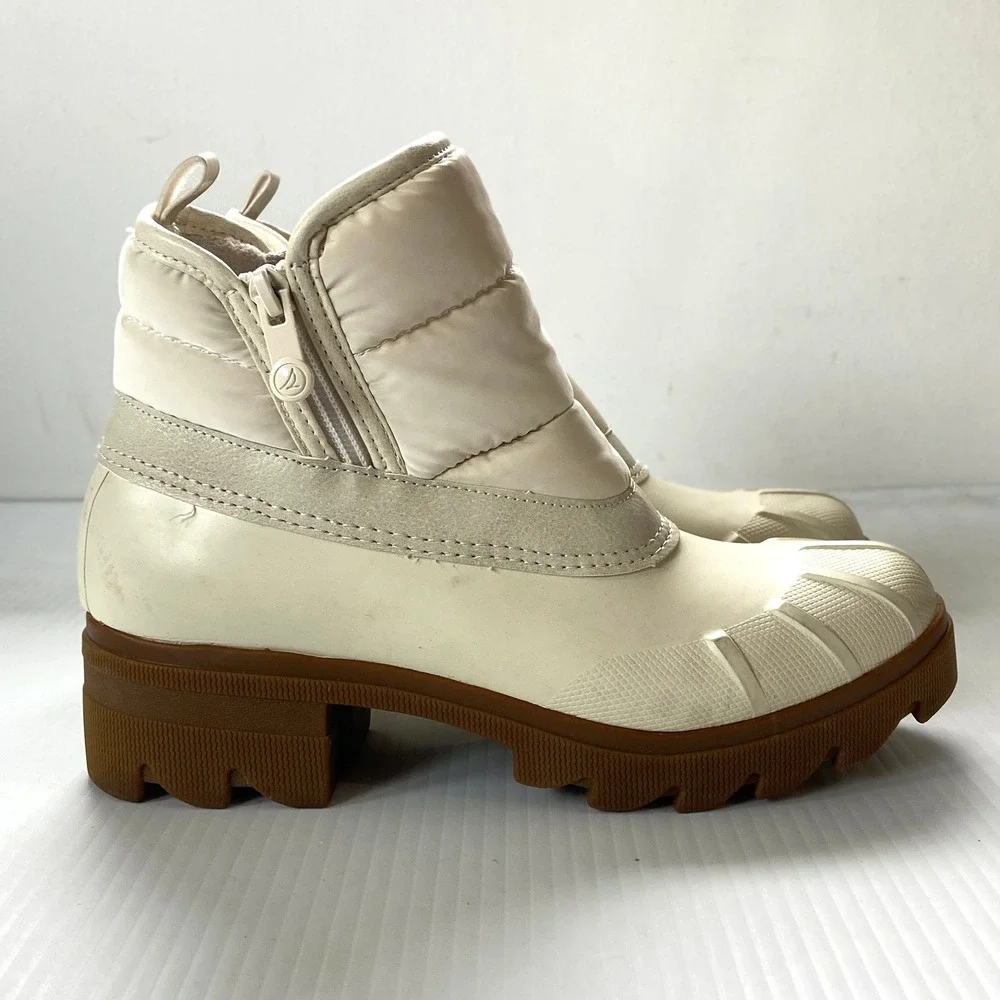 Sperry Syren Ascent Round Toe Boots Off White‎ Womens 7.5